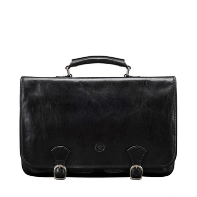 Shop Maxwell Scott Bags Finely Crafted Men S Leather Satchel Bag In Black In Night Black