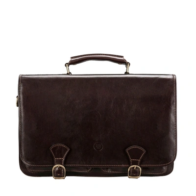 Shop Maxwell Scott Bags Quality Brown Leather Business Satchel Bag For Men In Dark Chocolate Brown