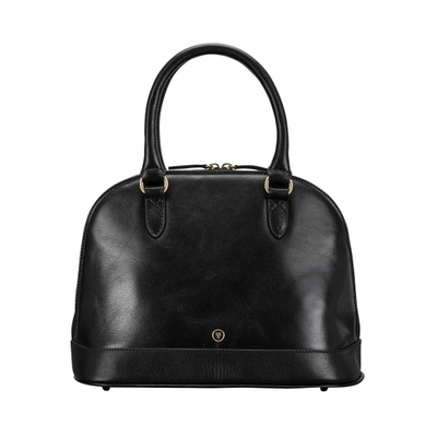 Shop Maxwell Scott Bags Classic Black Italian Leather Handbag For Women In Night Black