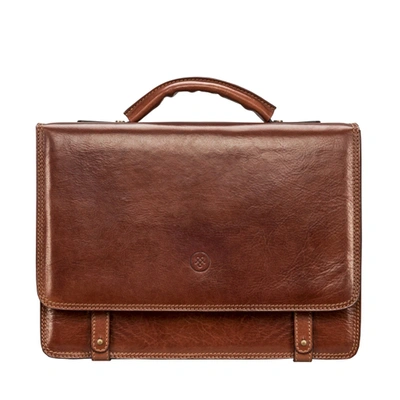 Shop Maxwell Scott Bags Italian Tan Brown Mens Leather Satchel Briefcase Bag In Chestnut Tan