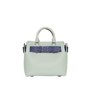 Shop Burberry The Small Leather Belt Bag In Grey Blue