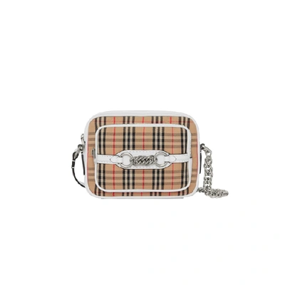 Shop Burberry The 1983 Check Link Camera Bag In Chalk White