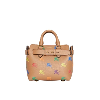 Burberry Horse Rainbow Baby Belt Printed Leather Tote Bag Camel