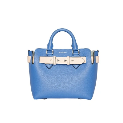Shop Burberry The Mini Leather Belt Bag In Hydrangea Blue 1
