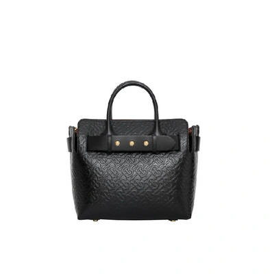 Shop Burberry The Small Monogram Leather Triple Stud Belt Bag In Black