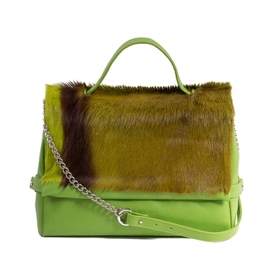 Shop Sherene Melinda Lime Smith Tote Bag With A Stripe In Lime Green