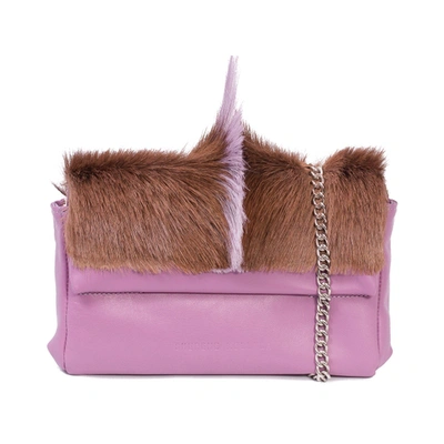 Shop Sherene Melinda Lavender Sophy Springbok Leather Clutch Bag With A Fan
