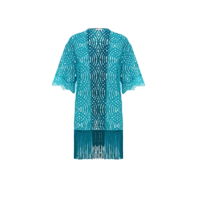 Shop Paolita Cape Teal Kimono In Turquoise