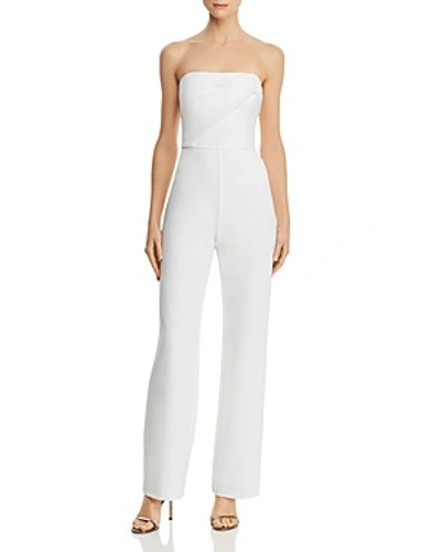 Shop Aidan Mattox Aidan By  Strapless Crepe Jumpsuit In Ivory