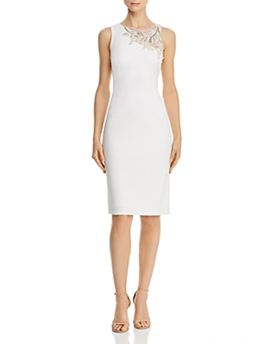 Shop Aidan Mattox Asymmetric Embellished Dress In Ivory
