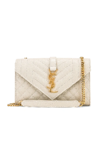 Shop Saint Laurent Small Monogramme Envelope Chain Bag In Blanc Vintage In White