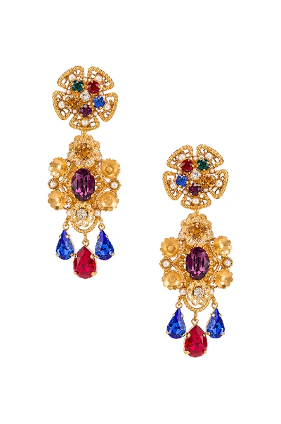 Shop Dolce & Gabbana Flower Drop Earrings In Gold