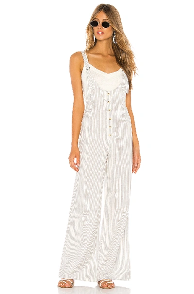 Shop Amuse Society Fina Overall Jumpsuit In Gray. In Grey Stripe