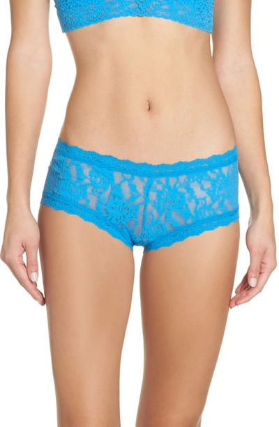 Shop Hanky Panky 'signature Lace' Boyshorts In Laguna Blue