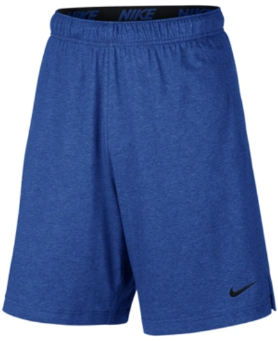 Shop Nike Men's 9" Dri-fit Cotton Jersey Training Shorts In Game Royal