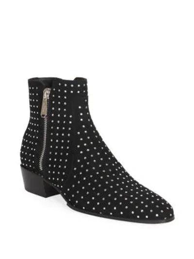 Shop Balmain Mike Embellished Suede Boots In Black