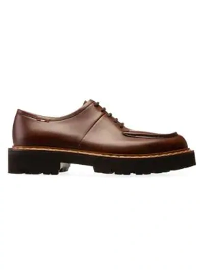 Shop Bally Lyndon Leather Lace-up Platform Loafers In Nuts