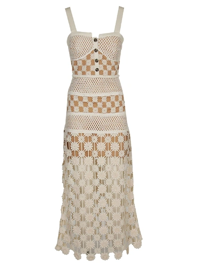 Shop Self-portrait Crochet Midi Dress In White