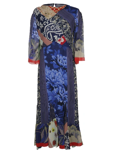 Shop Etro Printed Dress In Blue