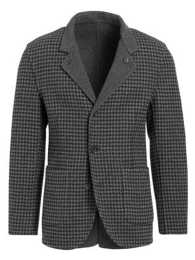 Shop Brunello Cucinelli Reversible Houndstooth Single-breasted Jacket In Slate
