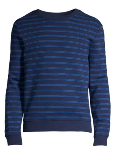 Shop Apc Stripe Cotton Sweatshirt In Blue
