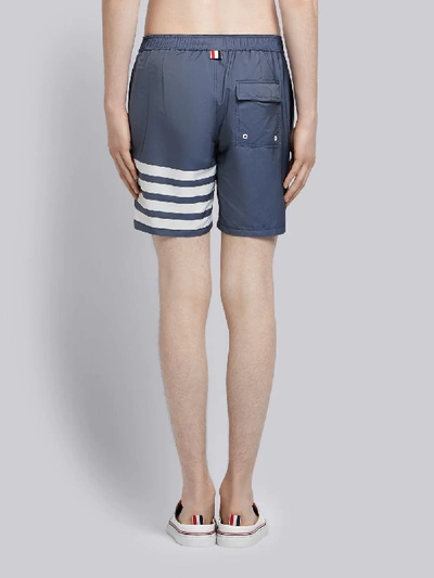 Shop Thom Browne Navy Swim Tech Woven 4-bar Swim Short In Blue