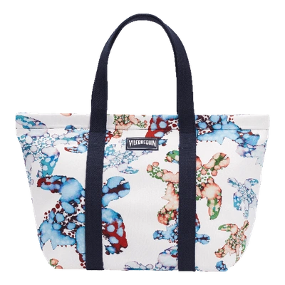 Shop Vilebrequin Large Beach Bag Watercolor Turtles In White