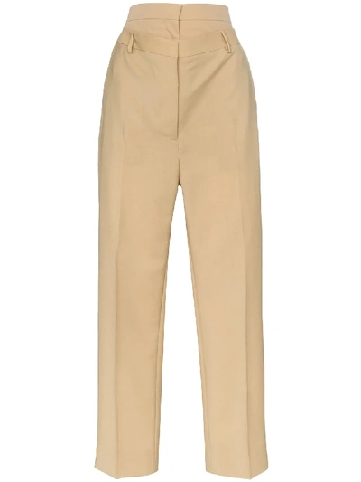 Shop Burberry Double Waist Trousers - Brown