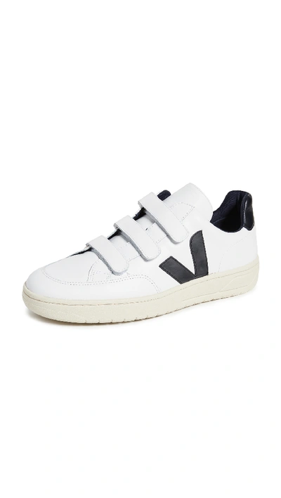 Shop Veja V-lock Leather Sneakers In Extra White/black