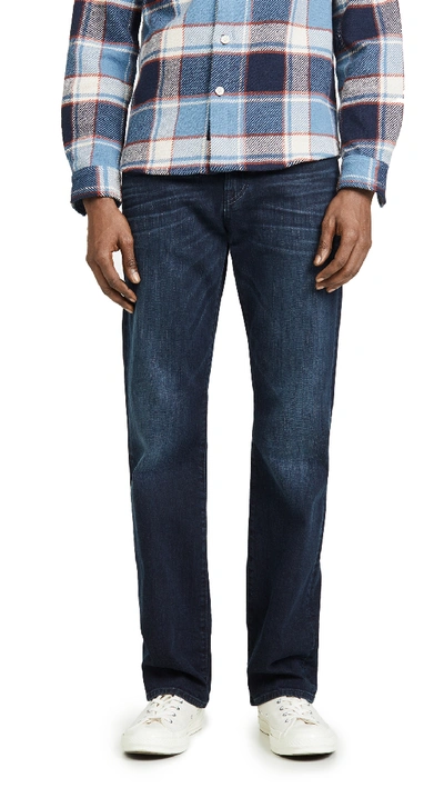 Shop 7 For All Mankind Carsen Stretch Easy Straight Leg Jeans In Dark Current