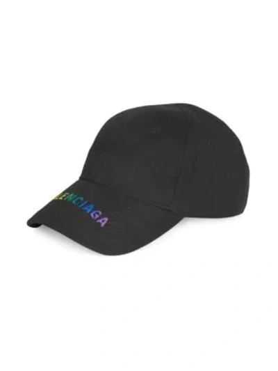 Shop Balenciaga Rainbow Logo Baseball Cap In Black