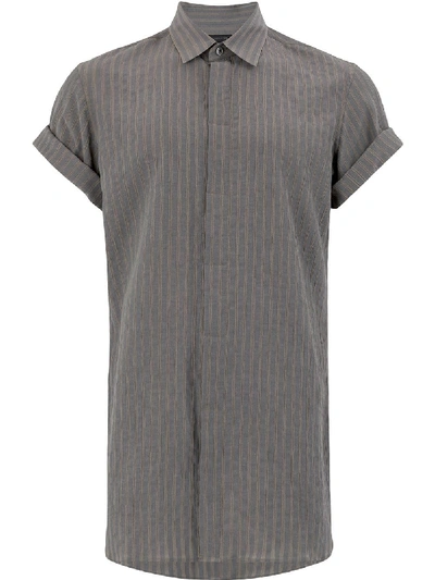 Shop Ann Demeulemeester Striped Longline Shirt - Grey