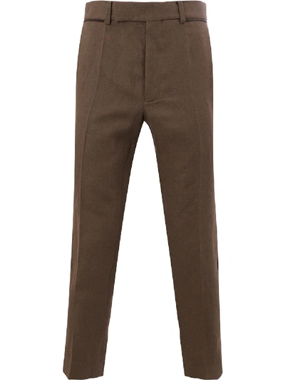Shop Haider Ackermann Cropped Linen Trousers - Brown
