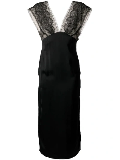 Shop Victoria Beckham Lace Tabbard Midi Dress - Black