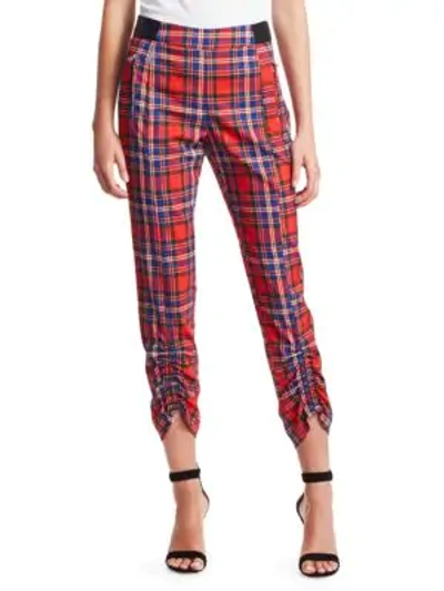 Shop Tanya Taylor Carrington Plaid Cropped Pants In Red Multi