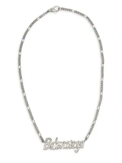 Shop Balenciaga Typo Necklace In Silver