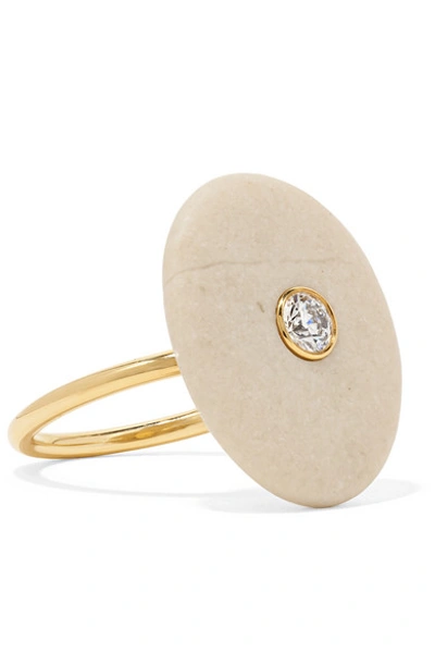 Shop Cvc Stones Celestite 18-karat Gold, Stone And Diamond Ring