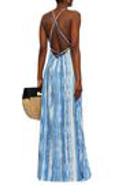 Shop Melissa Odabash Sonia Snake-print Voile Maxi Dress In Light Blue