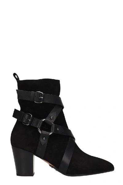 Shop Balmain Black Leather And Suede Ankle Boots