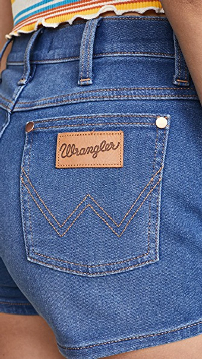 Shop Wrangler Pin Up Shorts In Throwback Blue