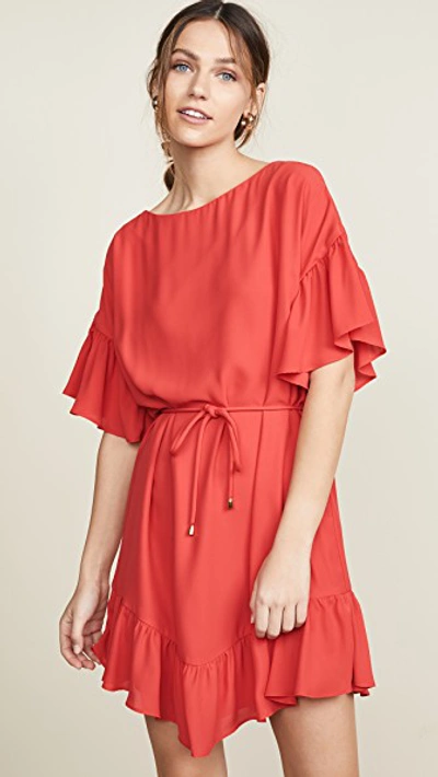 Shop Amanda Uprichard Double Georgette Dress In Lipstick