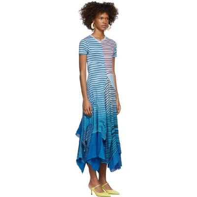 Shop Loewe Blue Asymmetric Striped Tie-dye Dress In 5100 Blue