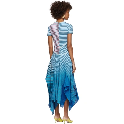 Shop Loewe Blue Asymmetric Striped Tie-dye Dress In 5100 Blue