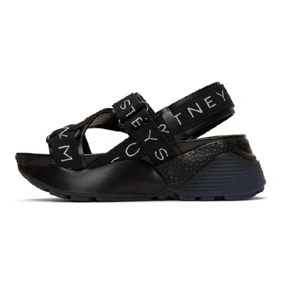 Shop Stella Mccartney Black Logo Strap Platform Sandals