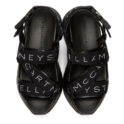 Shop Stella Mccartney Black Logo Strap Platform Sandals