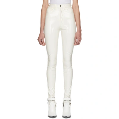 Shop Maison Margiela Off-white Skinny Trousers In 101 White