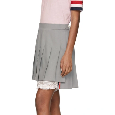 Shop Thom Browne Grey Lace Trimmed Bloomer Classic Pleated Miniskirt In 035 Grey