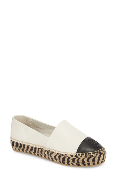 Shop Tory Burch Colorblock Platform Espadrille In Perfect Ivory/ Perfect Black