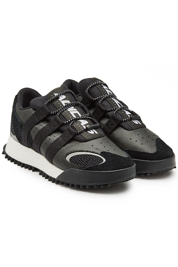 Adidas Originals By Alexander Wang Wangbody Run Leather Sneakers With Suede  And Mesh In Black | ModeSens