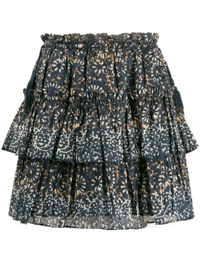 Shop Ulla Johnson Patterned Tiered Skirt - Blue